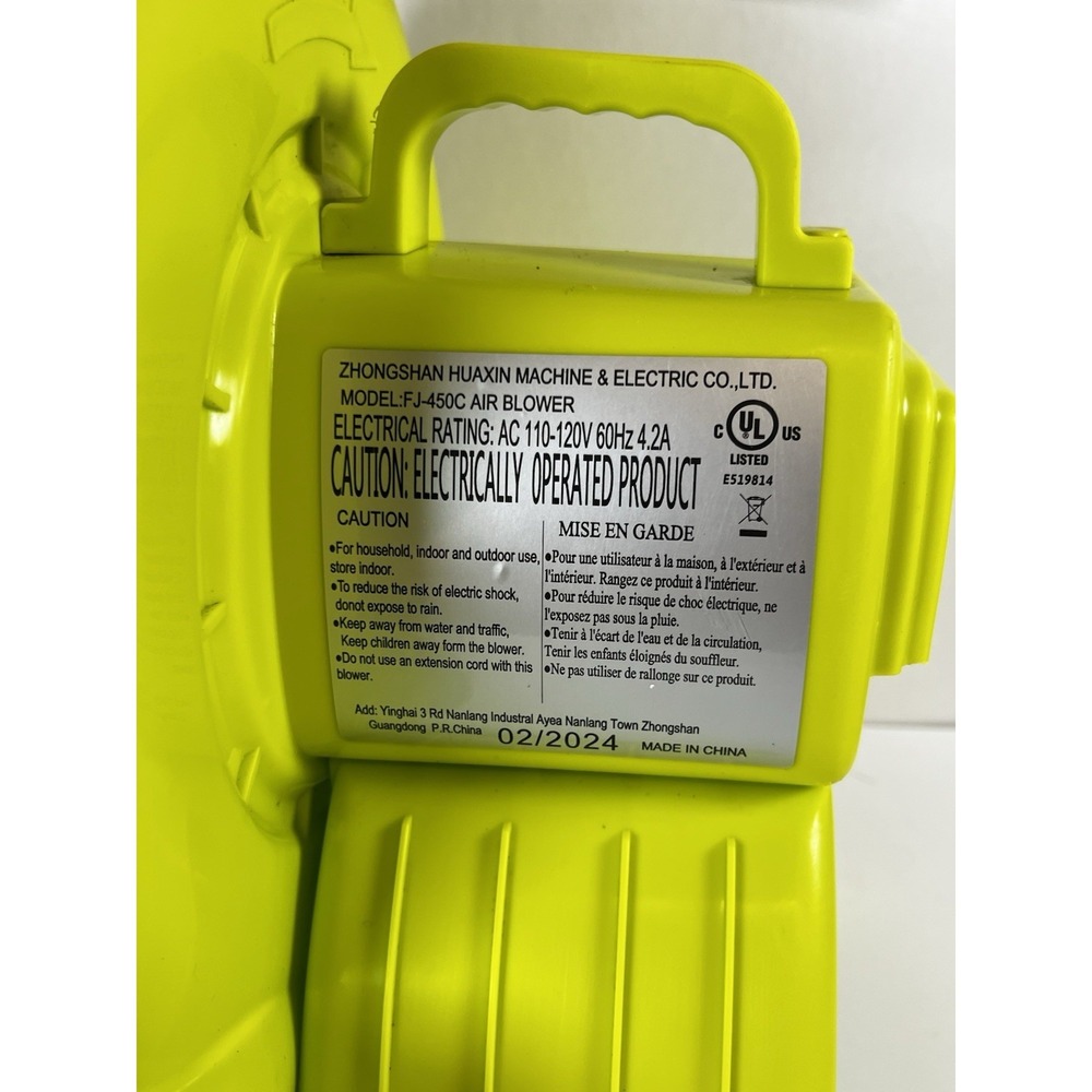 FJ‑450C‎ Air Blower for Bounce House — AC 110V — For Parts/Repair (AS‑IS) - Picture 3 of 6